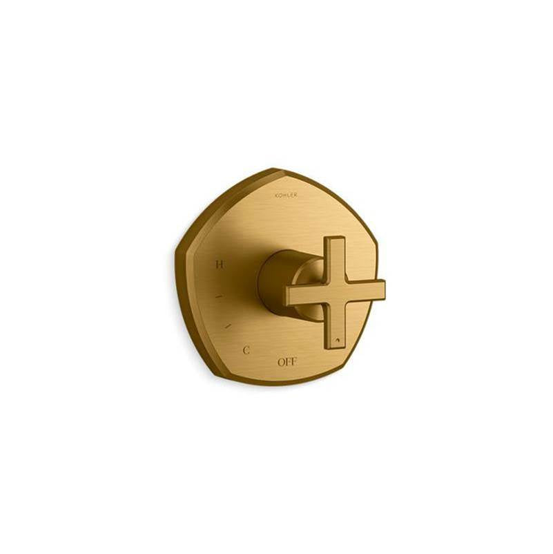 Kohler - Occasion Rite-Temp valve trim with cross handle - Vibrant Brushed Moderne Brass