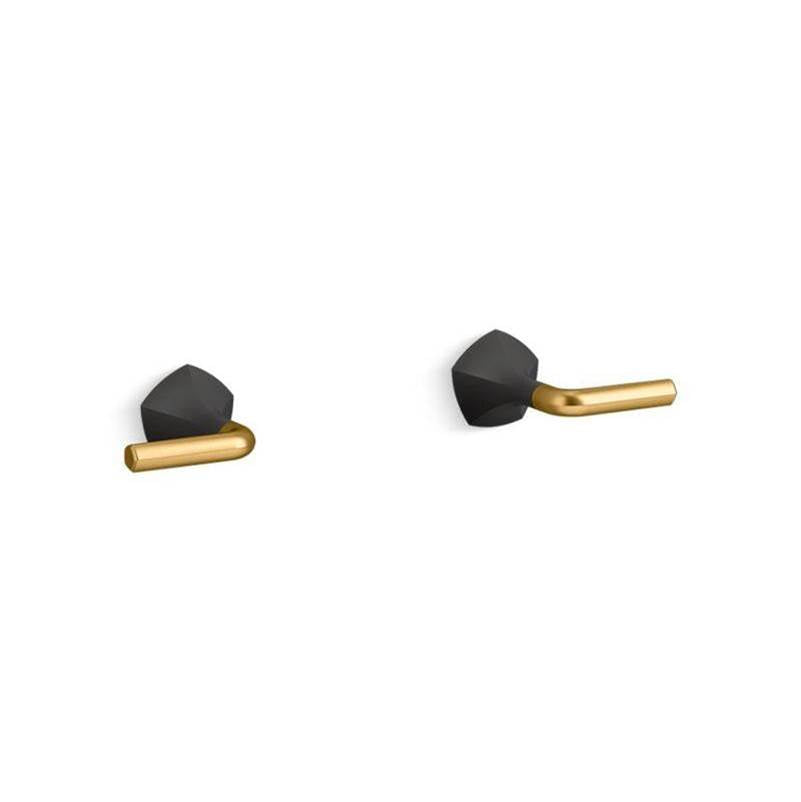 Kohler - Occasion Wall-mount bathroom sink faucet Lever handle trim, 1.2 gpm - Matte Black with Brushed Moderne Brass
