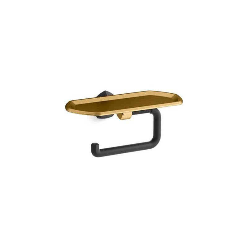 Kohler - Occasion Toilet paper holder with tray - Matte Black with Brushed Moderne Brass