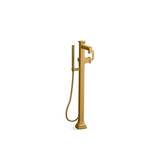 Kohler - Riff Floor-mount bath filler trim with handshower - Vibrant Brushed Moderne Brass
