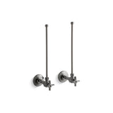 Kohler - Pair 3/8'' NPT angle supplies with stop, cross handle and annealed vertical tube - Vibrant Titanium