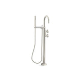 Kohler - Components Floor-mount bath filler trim with industrial handles and handshower - Vibrant Polished Nickel