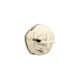 Kohler - Occasion Rite-Temp valve trim with push-button diverter and cross handle - Vibrant French Gold