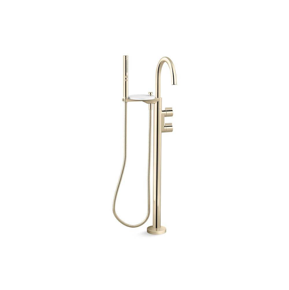 Kohler - Components Floor-mount bath filler trim with lever handles and handshower - Vibrant French Gold