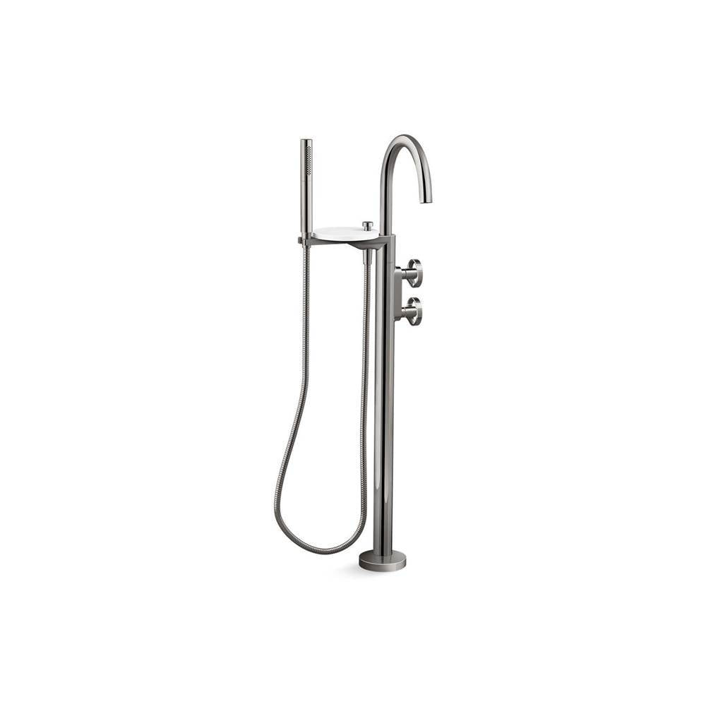 Kohler - Components Floor-mount bath filler trim with industrial handles and handshower - Vibrant Titanium