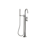 Kohler - Components Floor-mount bath filler trim with industrial handles and handshower - Vibrant Titanium