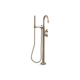 Kohler - Components Floor-mount bath filler trim with industrial handles and handshower - Vibrant Brushed Bronze