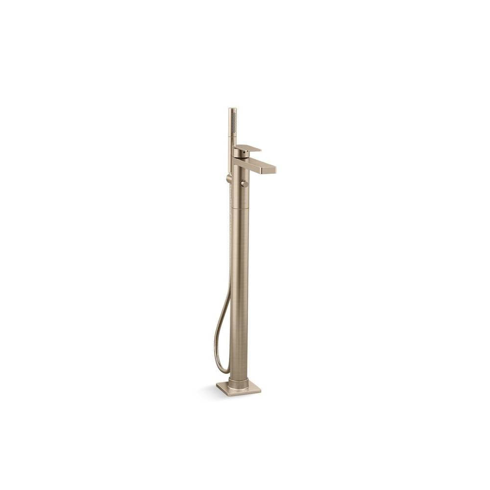 Kohler - Parallel Floor-mount bath filler trim with handshower - Vibrant Brushed Bronze