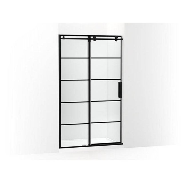 Kohler - ComposedE Sliding shower door, 78'' H x 44-1/8 - 47-7/8'' W, with 3/8'' thick Crystal Clear glass with rectangular grille pattern - Matte Black