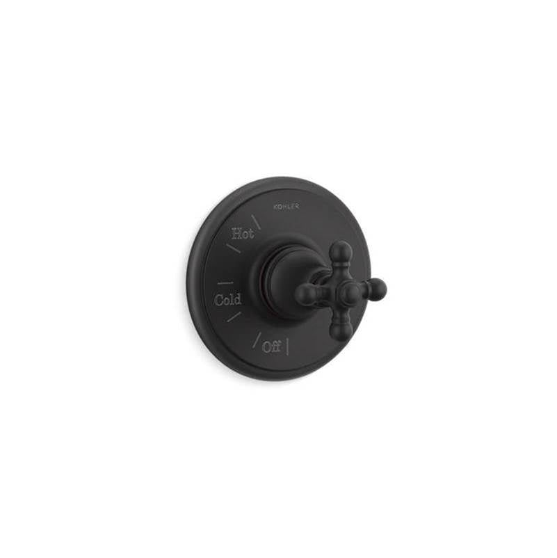 Kohler - Artifacts Rite-Temp valve trim with cross handle - Matte Black