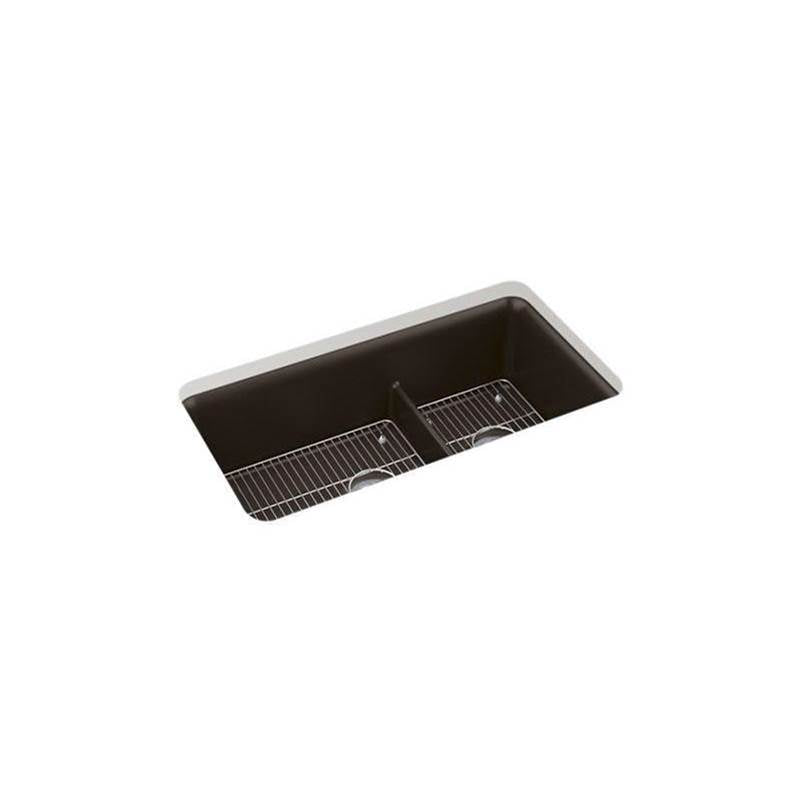 Kohler - Cairn Smart Divide 33-1/2'' undermount double-bowl kitchen sink - Matte Brown
