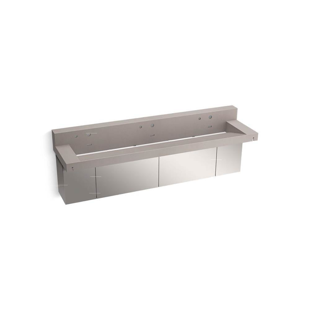Kohler - ConstellationE 90'' wall-mount trough lavatory system with backsplash - Neutral Concrete