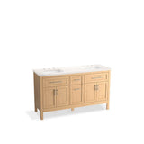 Kohler - HadronE 60'' bathroom vanity cabinet with sinks and quartz top - Light Oak