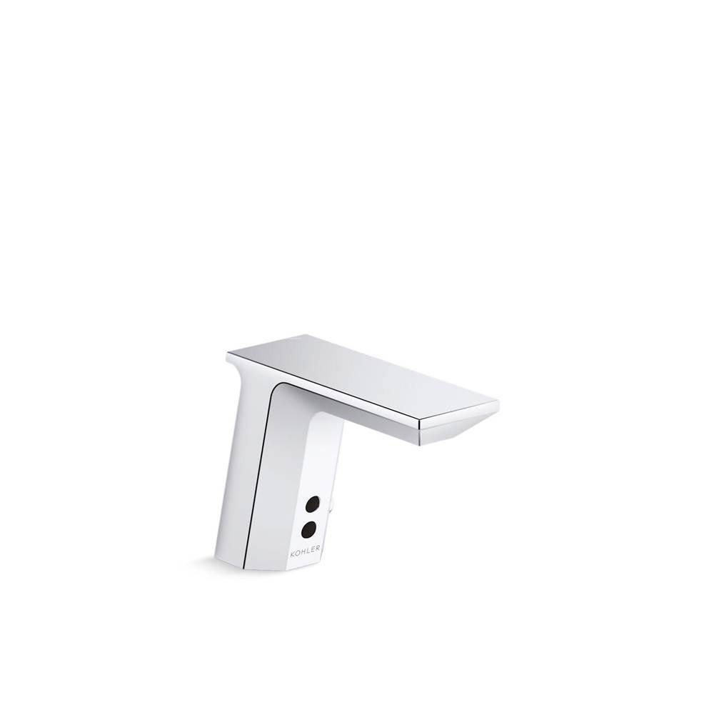 Kohler - Geometric Touchless single-hole lavatory faucet with InsightE sensor technology and temperature mixer, AC-powered, less drain, 0.35 gpm - Polished Chrome
