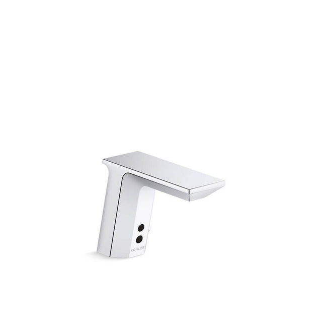 Kohler - Geometric Touchless single-hole lavatory faucet with InsightE sensor technology and temperature mixer, AC-powered, less drain, 0.35 gpm - Polished Chrome