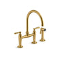 Kohler - EdalynE by Studio McGee Two-hole bridge kitchen sink faucet with side sprayer - Vibrant Brushed Moderne Brass