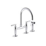 Kohler - EdalynE by Studio McGee Two-hole bridge kitchen sink faucet with side sprayer - Polished Chrome