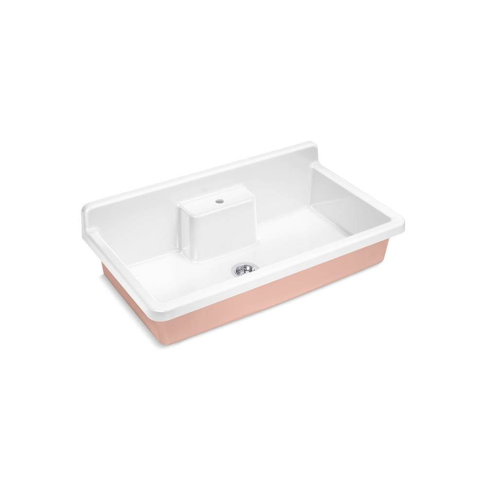 Kohler - Farmstead 45'' top-/wall-mount single-bowl workstation farmhouse kitchen sink - 150th Peachblow