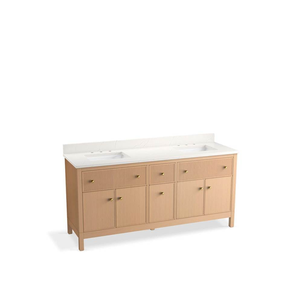 Kohler - MalinE by Studio McGee 72'' bathroom vanity cabinet with sinks and quartz top - White Oak