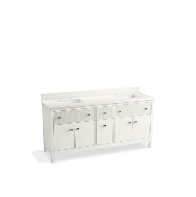 Kohler - MalinE by Studio McGee 72'' bathroom vanity cabinet with sinks and quartz top - White