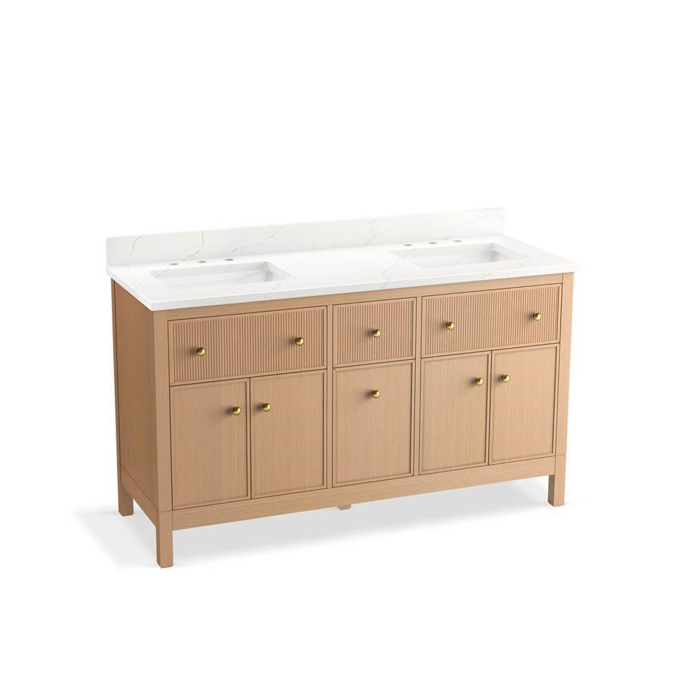 Kohler - MalinE by Studio McGee 60'' bathroom vanity cabinet with sinks and quartz top - White Oak