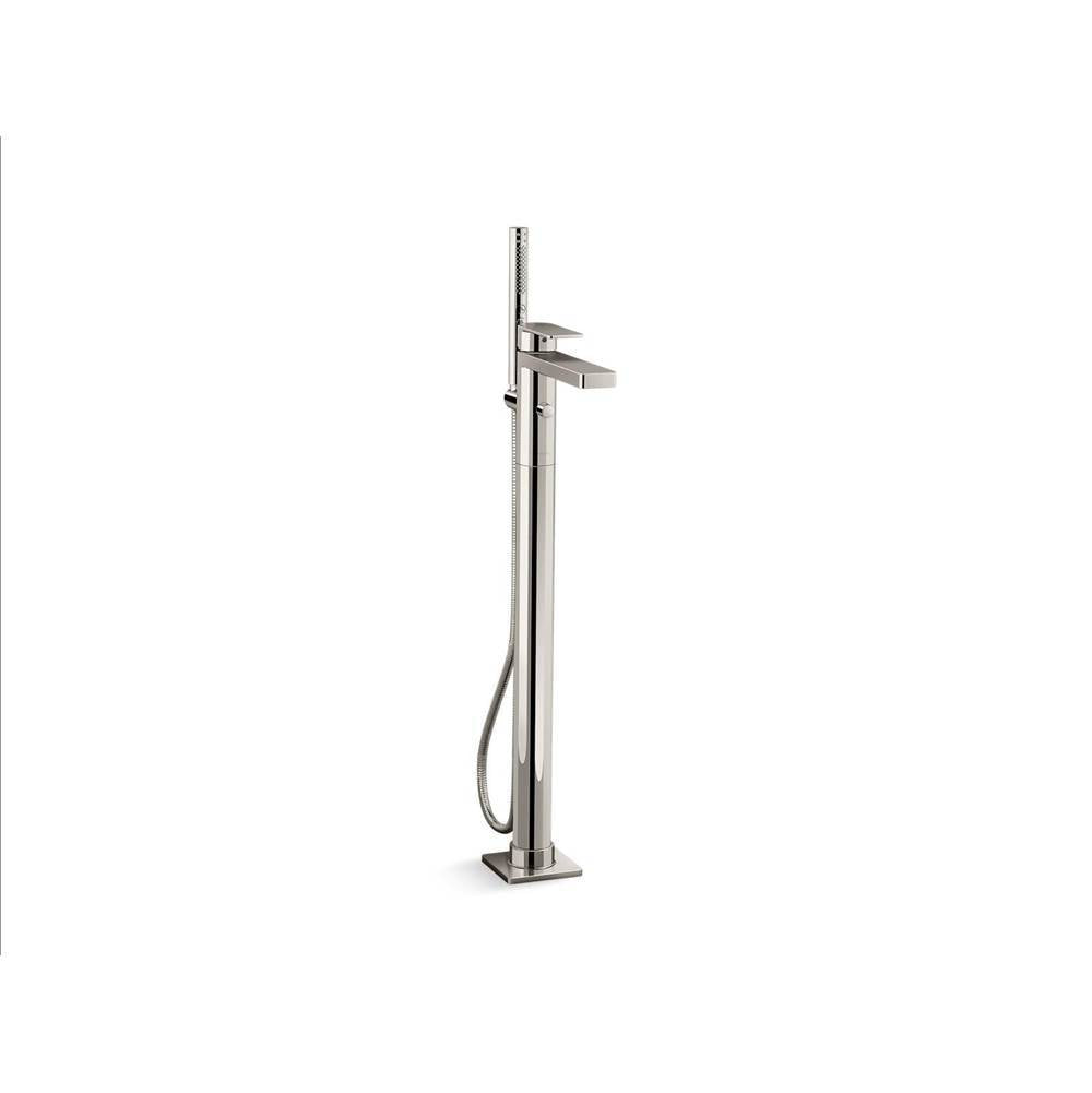 Kohler - Parallel Floor-mount bath filler trim with handshower - Vibrant Polished Nickel