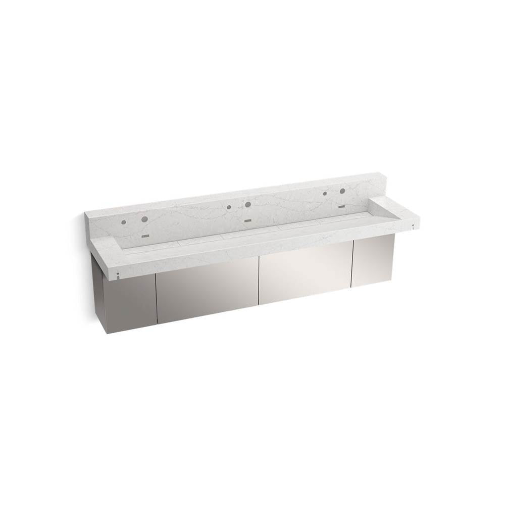 Kohler - ConstellationE 90'' wall-mount trough lavatory system with backsplash - Pearl Jasmine