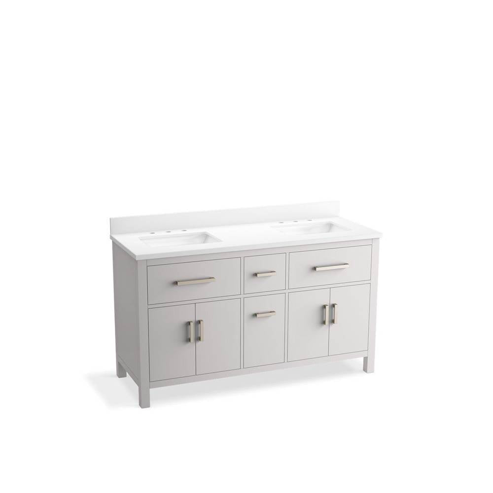 Kohler - Kresla 60'' bathroom vanity cabinet with sinks and quartz top - Atmos Grey