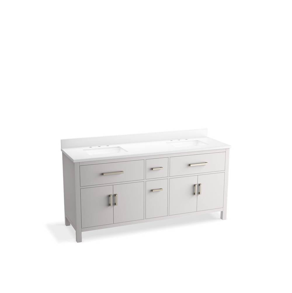 Kohler - Kresla 72'' bathroom vanity cabinet with sinks and quartz top - Atmos Grey