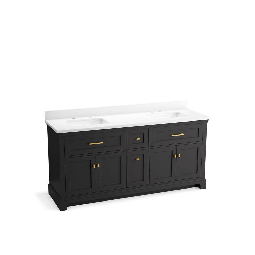 Kohler - CharlemontE 72'' bathroom vanity cabinet with sinks and quartz top - Ferrous Grey