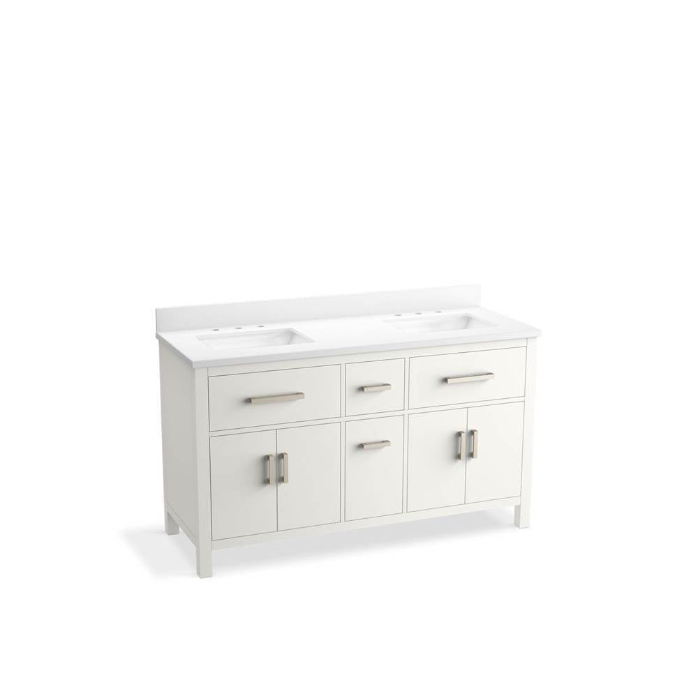 Kohler - Kresla 60'' bathroom vanity cabinet with sinks and quartz top - White