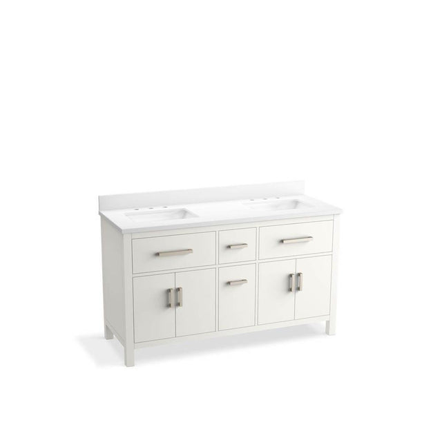 Kohler - Kresla 60'' bathroom vanity cabinet with sinks and quartz top - White