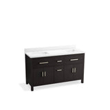 Kohler - Kresla 60'' bathroom vanity cabinet with sinks and quartz top - Carbon Oak