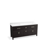 Kohler - Kresla 72'' bathroom vanity cabinet with sinks and quartz top - Carbon Oak