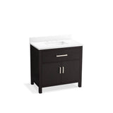 Kohler - Kresla 36'' bathroom vanity cabinet with sink and quartz top - Carbon Oak