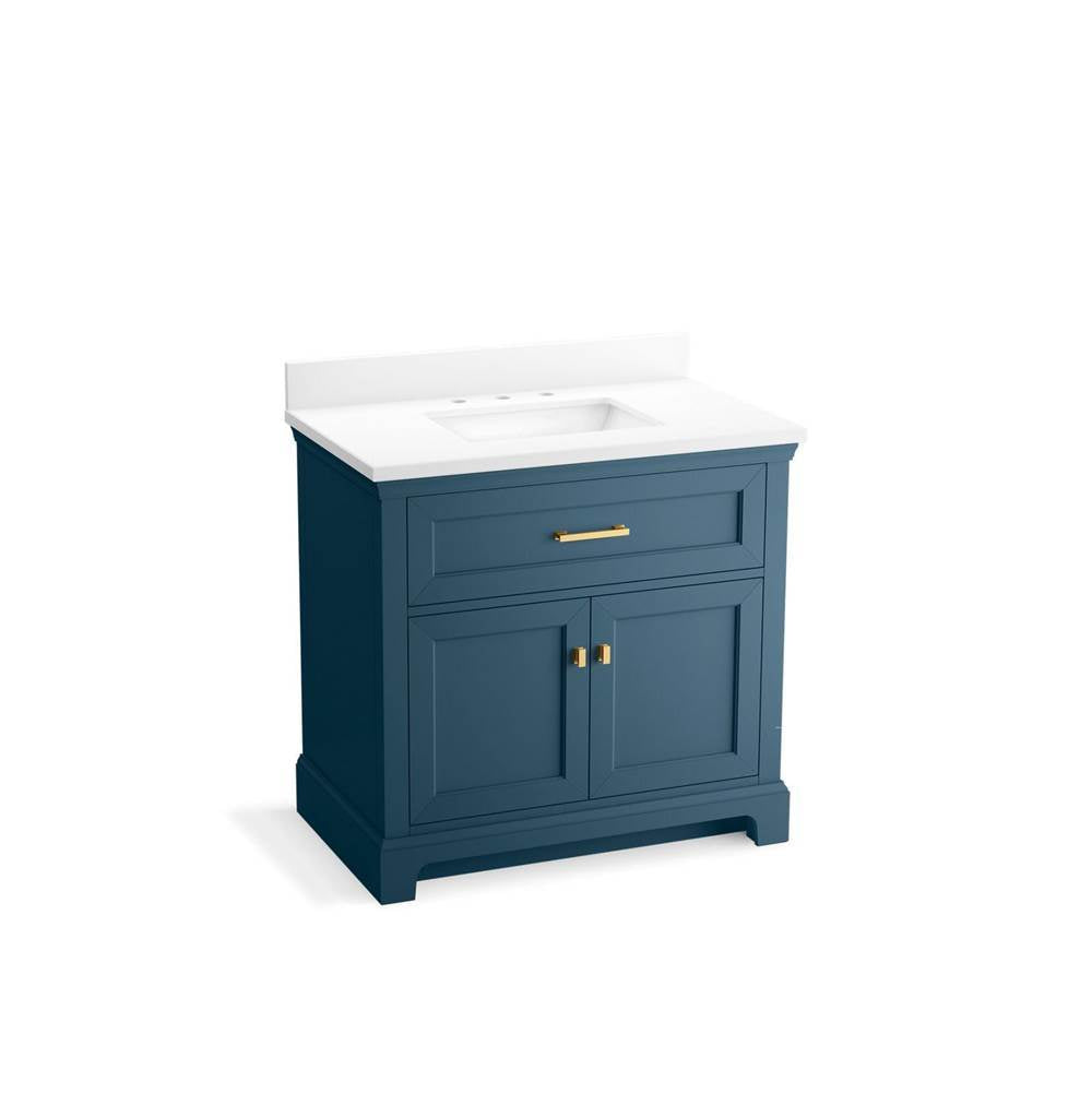 Kohler - CharlemontE 36'' bathroom vanity cabinet with sink and quartz top - Tidal Blue