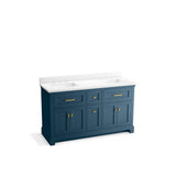 Kohler - CharlemontE 60'' bathroom vanity cabinet with sinks and quartz top - Tidal Blue