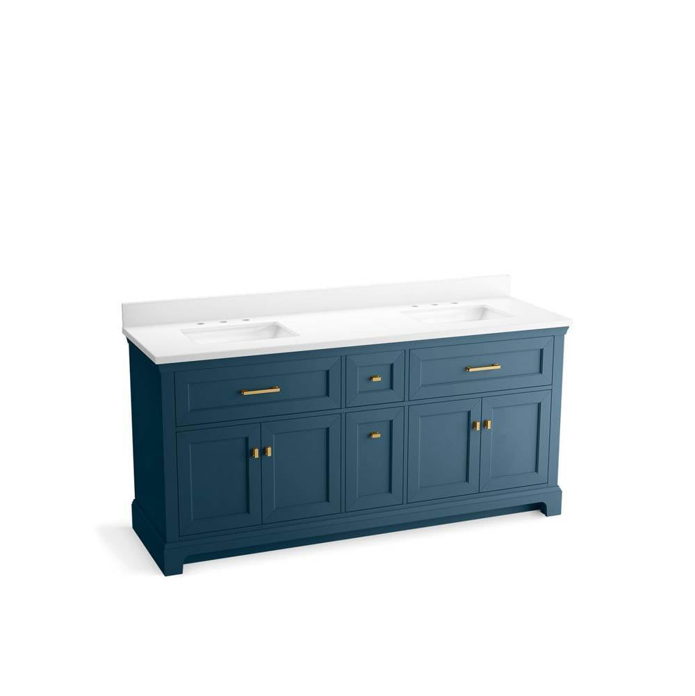 Kohler - CharlemontE 72'' bathroom vanity cabinet with sinks and quartz top - Tidal Blue