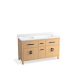 Kohler - Kresla 60'' bathroom vanity cabinet with sinks and quartz top - Light Oak