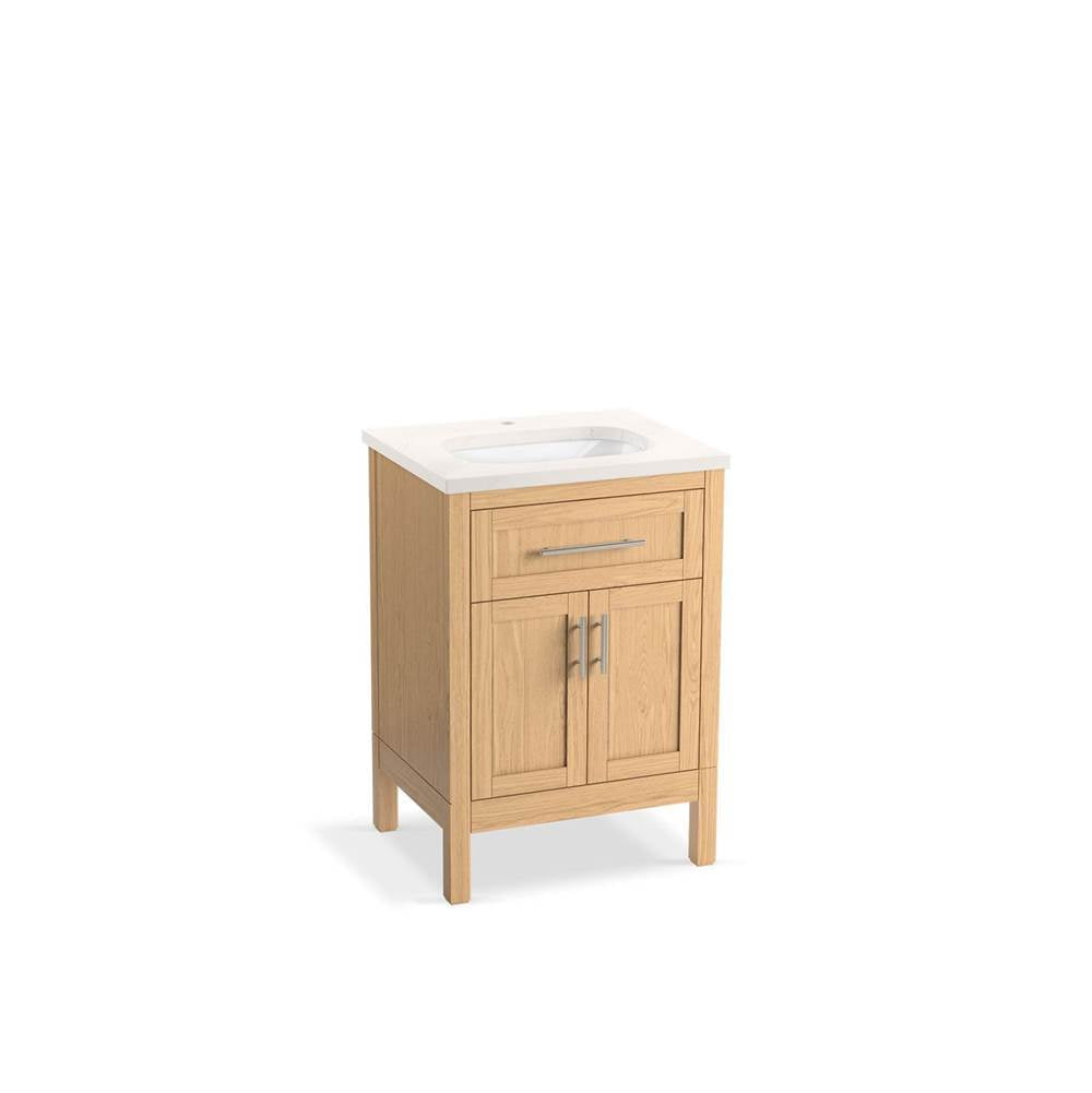 Kohler - HadronE 24'' bathroom vanity cabinet with sink and quartz top - Light Oak