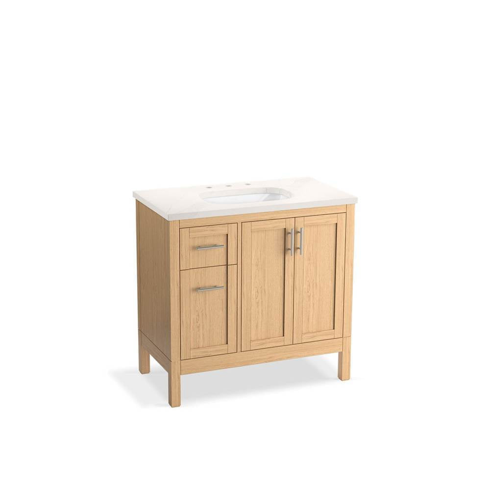 Kohler - HadronE 36'' bathroom vanity cabinet with sink and quartz top - Light Oak