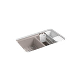 Kohler - Riverby 33'' undermount double-bowl workstation kitchen sink - Truffle