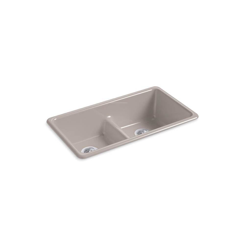 Kohler - Iron/Tones Smart Divide 33'' top-/undermount double-bowl kitchen sink - Truffle