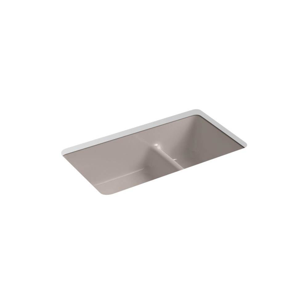 Kohler - Iron/Tones Smart Divide 33'' top-/undermount double-bowl kitchen sink - Truffle