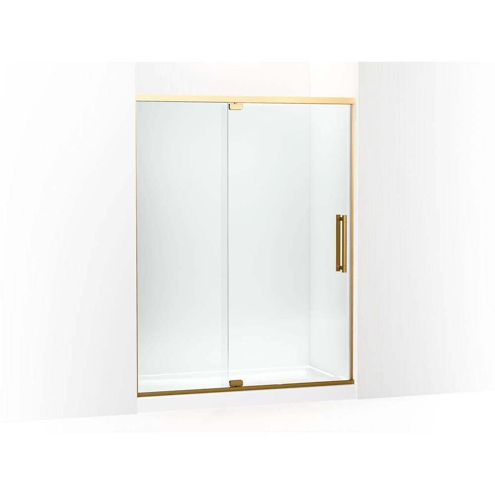 Kohler - PremiseE 76'' H Pivot Shower Door With 5/16''-Thick Glass - Vibrant Brushed Moderne Brass
