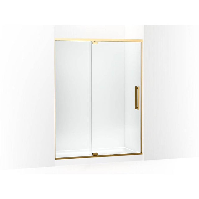 Kohler - PremiseE 76'' H Pivot Shower Door With 5/16''-Thick Glass - Vibrant Brushed Moderne Brass