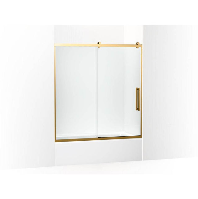 Kohler - PremiseE 61-3/4'' H Sliding Bath Door With 5/16''-Thick Glass - Vibrant Brushed Moderne Brass