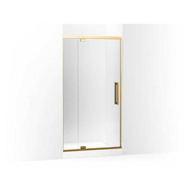 Kohler - PremiseE 76'' H Pivot Shower Door With 5/16''-Thick Glass - Vibrant Brushed Moderne Brass