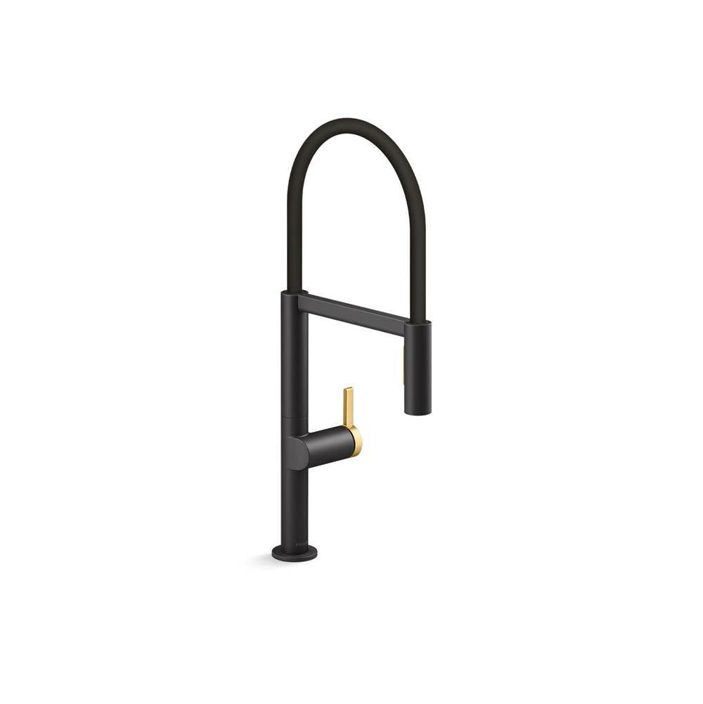 Kohler - Components Semi-professional kitchen sink faucet with two-function sprayhead - Matte Black with Brushed Moderne Brass