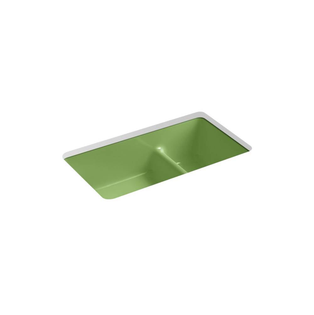 Kohler - Iron/Tones Smart Divide 33'' top-/undermount double-bowl kitchen sink - Fresh Green